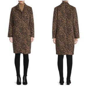 NVLT Zebra Print Faux Fur Trench Coat Size XS